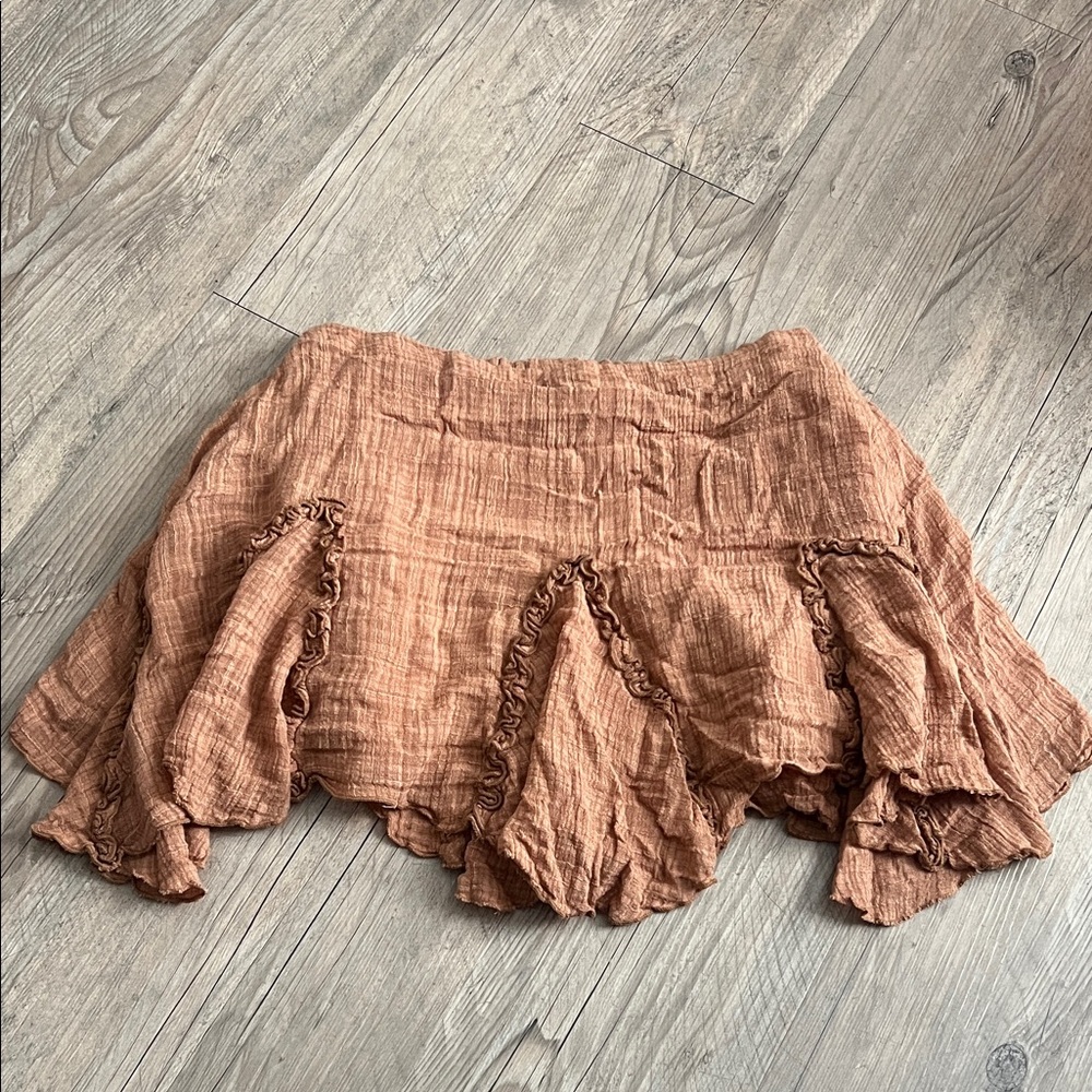 Free People Blush Peach Gathered Waist Skirt